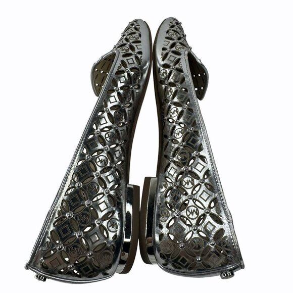 Michael Kors Womens Silver Metallic Gabri Laser-Cut Ballet Flats Size 6.5 EUC - Picture 5 of 8